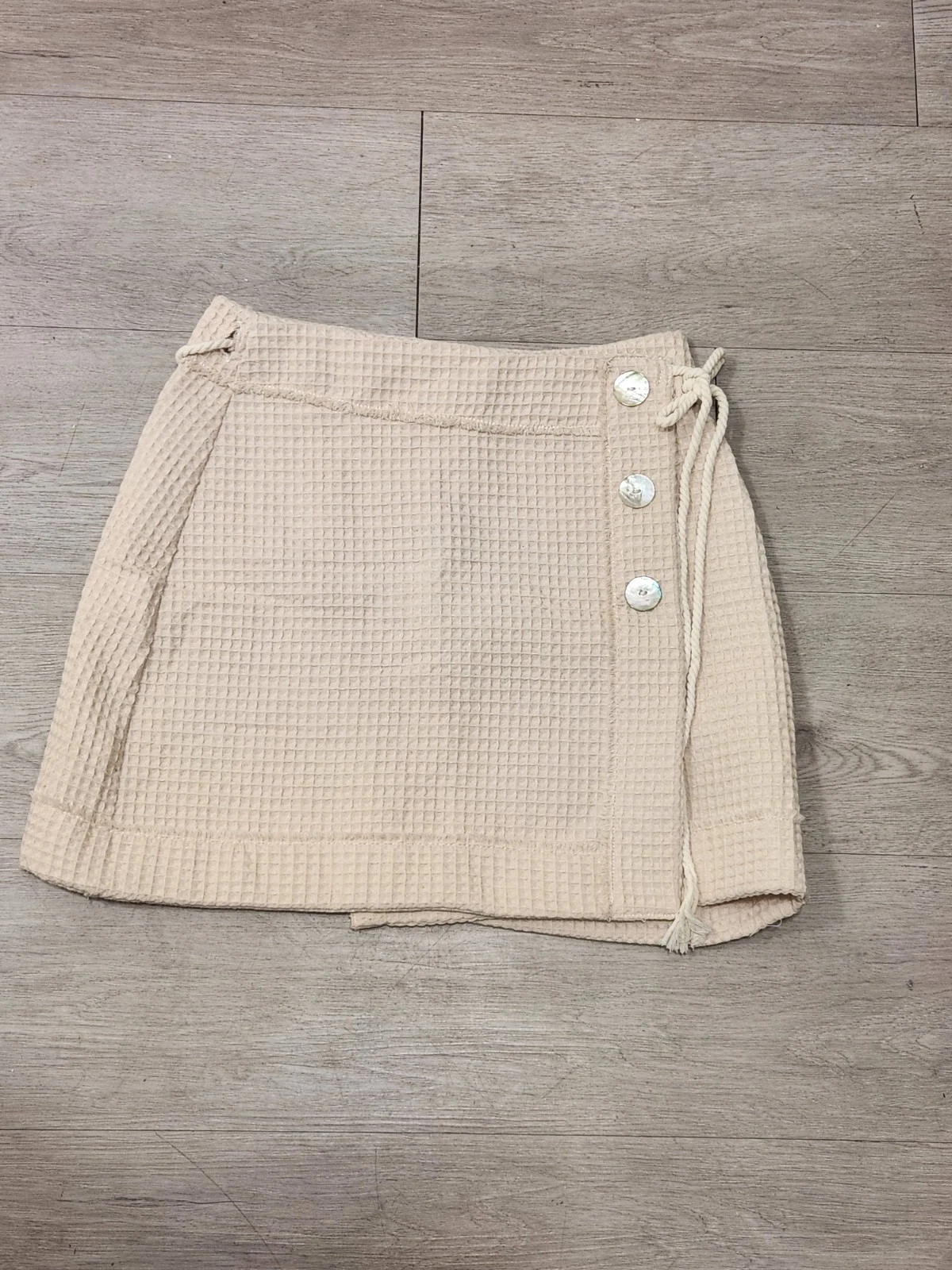 Sand & Stone Waffle Knit Wrap Mini Skirt Women's Xs/s. Gauzelike Cotton. Y2K