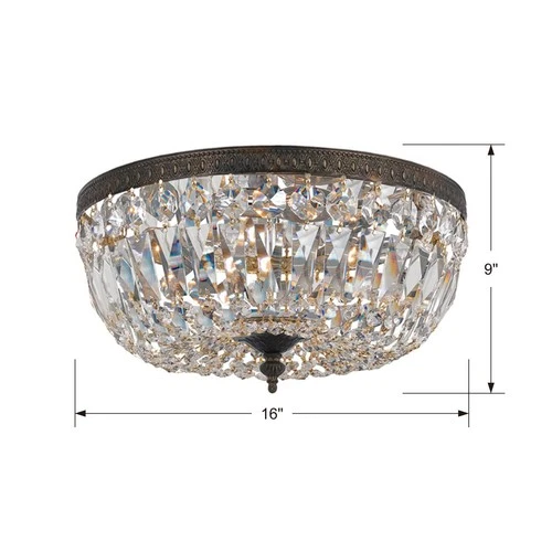 Crystorama Ceiling Mount 16" Wide Bronze Crystal 3-Light Ceiling Light - Picture 7 of 7