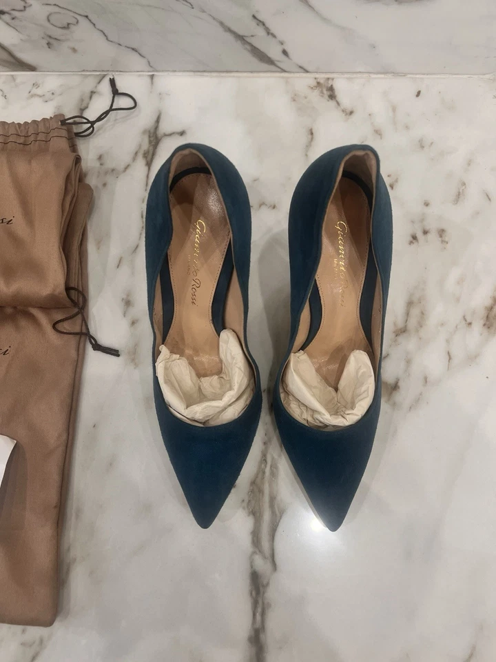 Gianvito Rossi Gianvito 105 麂皮绒浅绿色高跟鞋 35 码 — 第 3/4 张图片