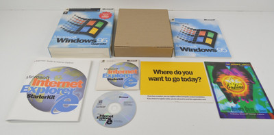 Windows 95 Upgrade Big Box w/ Internet Explorer Disc & Manuals NO BOOT DISK