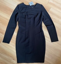 Ladies asos black bodycon fitted long sleeve dress work office size 12 NWT
