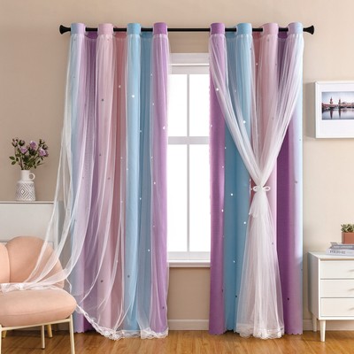 XiDi Dream Star Blackout Curtains for Rooms Girl Princess Curtain for Daughte...