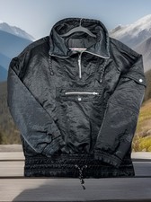 Vintage NILS Sheen Ski 1/2 Zip Jacket Women 14 Black Adjustable Waist Zip Pocket