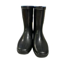 Keddo Black Rubber Waterproof Pull On Rain Boots With Crest Design Women's  5.5