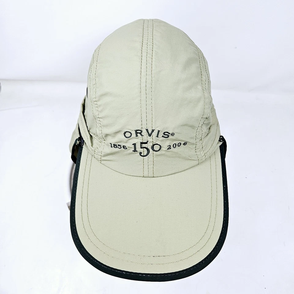 Gorra de pesca con mosca Orvis Long Bill 5 paneles sombrero caqui parasol hechizo usado  Foto 2 de 4