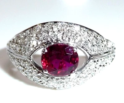 Ring 750 Gold Weißgold 1ct Diamanten 0.68ct Rubin 57 / 18,1 mm änderbar 3g - Bild 1 von 4