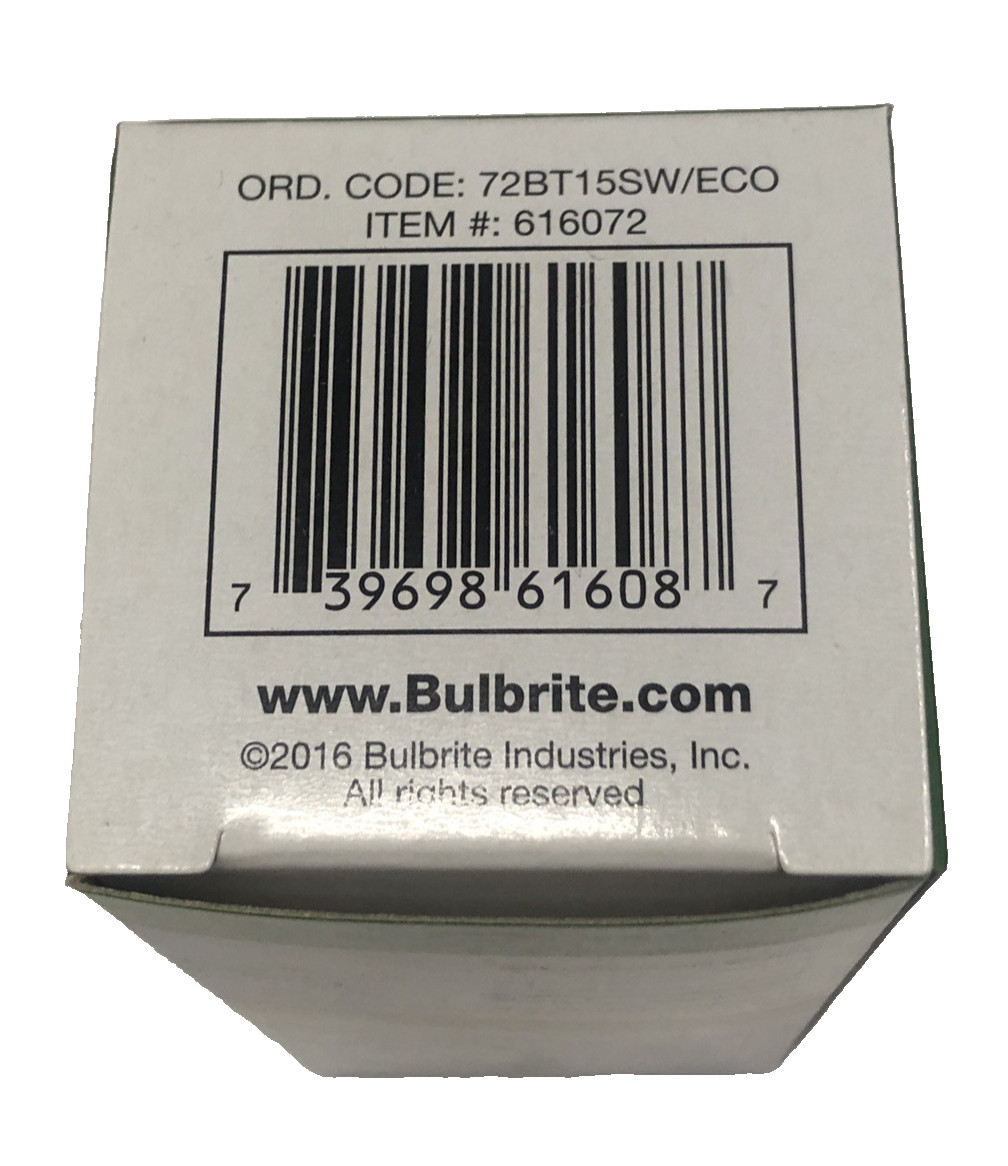 ORIGINAL BULBRITE 72BT15SW/ECO SOFT WHITE - 72 WATTS - 120V   BULBRITE #616072