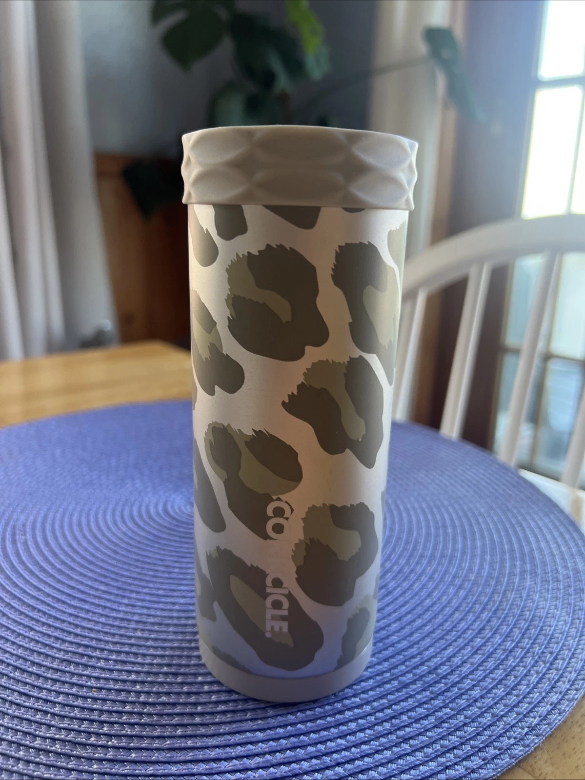 Corkcicle Slim Arctican Can Cooler 12oz, Snow Leopard Print