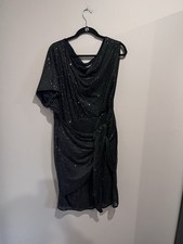 Grace Karin Black Sequin Asymmetrical Sleeve Sheath Dress 2XL Women