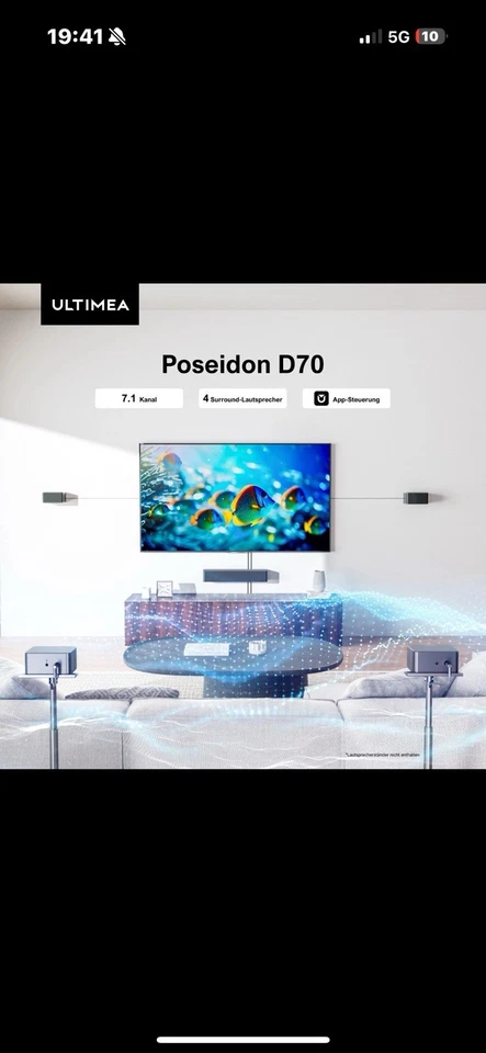 ULTIMEA Poseidon D70 Soundbar Lautsprecher 7.1 3D Surround System App-Steuerung  - Bild 2 von 4