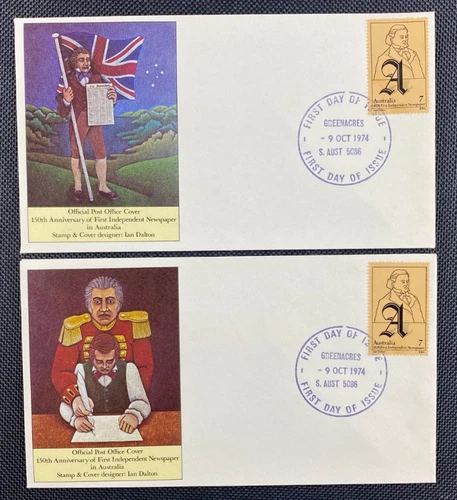 2 x 1974 150th First Independent Newspaper In Australia APO FDC First Day Covers