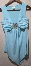 Vtg Fredericks Of Hollywood Y2k Babydoll V Neck Tank Beaded Rhinestones M