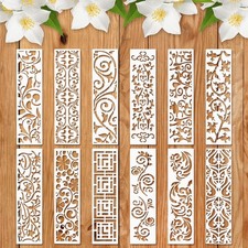 12 Pieces Stencils for Painting, Reusable Border Leaf 28 7.6cm/11 3 inches