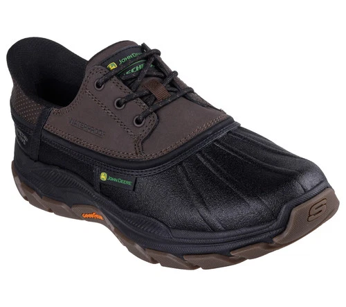 Slip Ins Skechers Shoes Mens Black Chocolate Waterproof Leather Anti Slip 256002