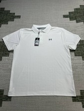 Under Armour Performance Polo Shirt Mens 2XL White Stretch Loose Fit Athleisure