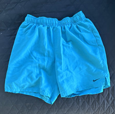 Nike Men's Swim Shorts, Size M, Blue, Solid, Drawstring, Elastic Waist, Lined
