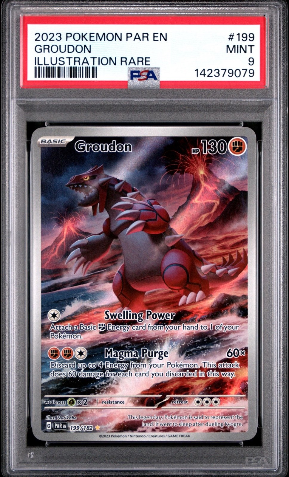 2023 Pokemon Paradox Rift PAR En Groudon Illustration Rare #199 PSA 9 Mint