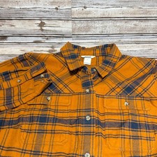 Duluth Trading Co Flannel Shirt Dress Womens XL Orange Plaid Long Sleeve Button
