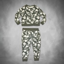 Honeydew Womens XXL Olive Green Floral Lounge Set Sweatshirt Joggers Soft Comfy
