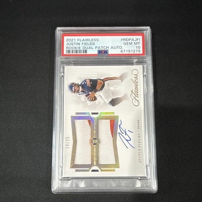 Panini Flawless 2021 Justin Fields Rookie Dual Patch Auto RDPA-JFI /25 PSA 10