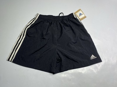 New NWT VTG 1990s Adidas Women Black Soccer Nylon Short White 3 Stripes Size L