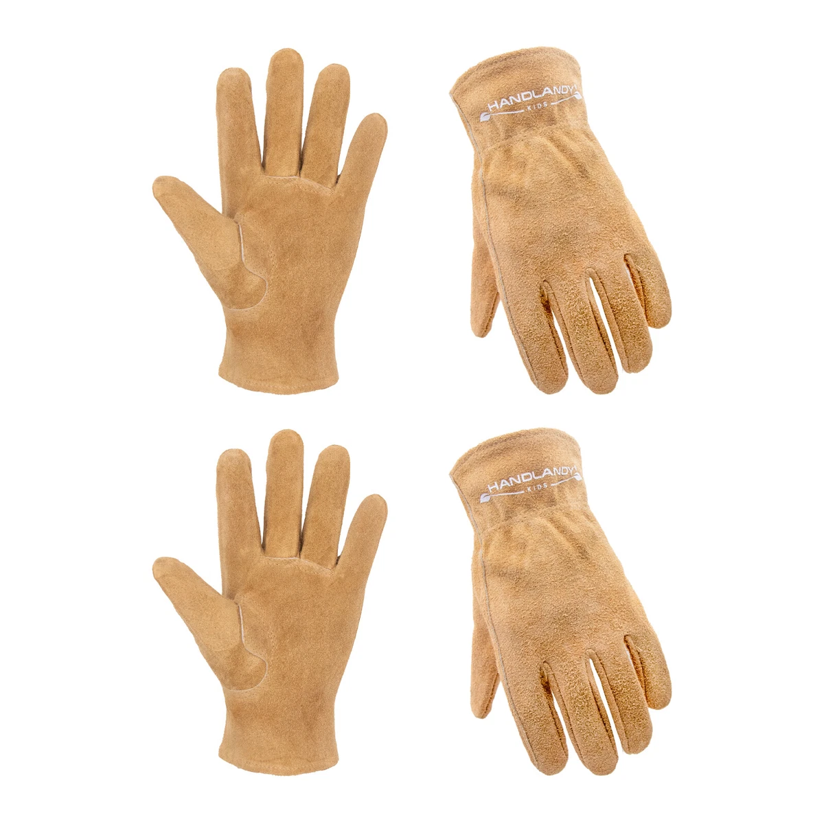 Kids Leather Work Gloves Children Cowhide Garden Gloves for Age 2