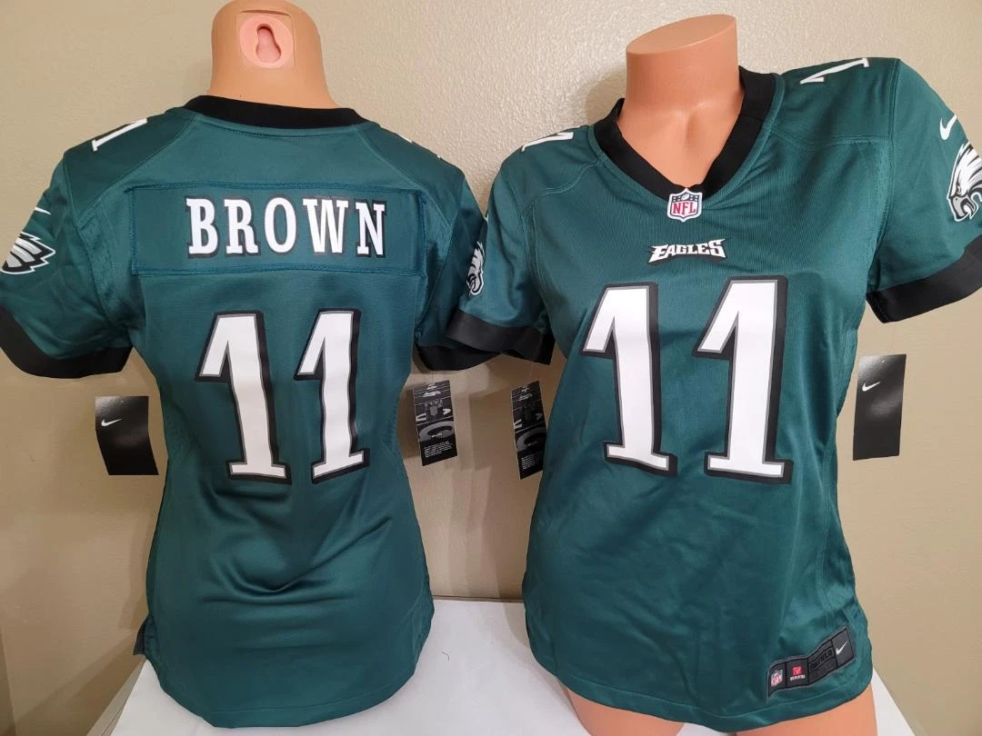 20921 Womens NIKE Philadelphia Eagles AJ BROWN Football JERSEY GREEN BLACK  New