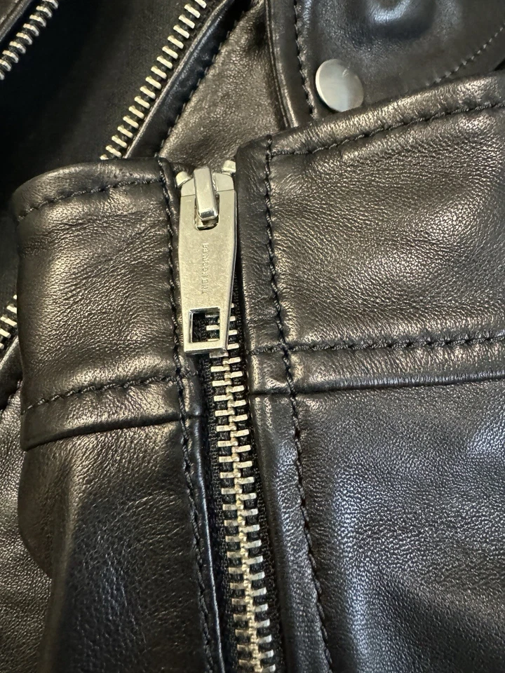 Chaqueta de motociclista The Kooples de cuero de cordero negra para mujer talla 3 nueva con etiquetas Foto 3 de 4