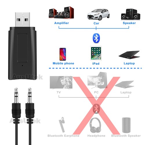 5.0 Wireless Bluetooth 3.5mm Audio USB Receiver Adapter Music Dongle AUX A2DP - Picture 7 of 8