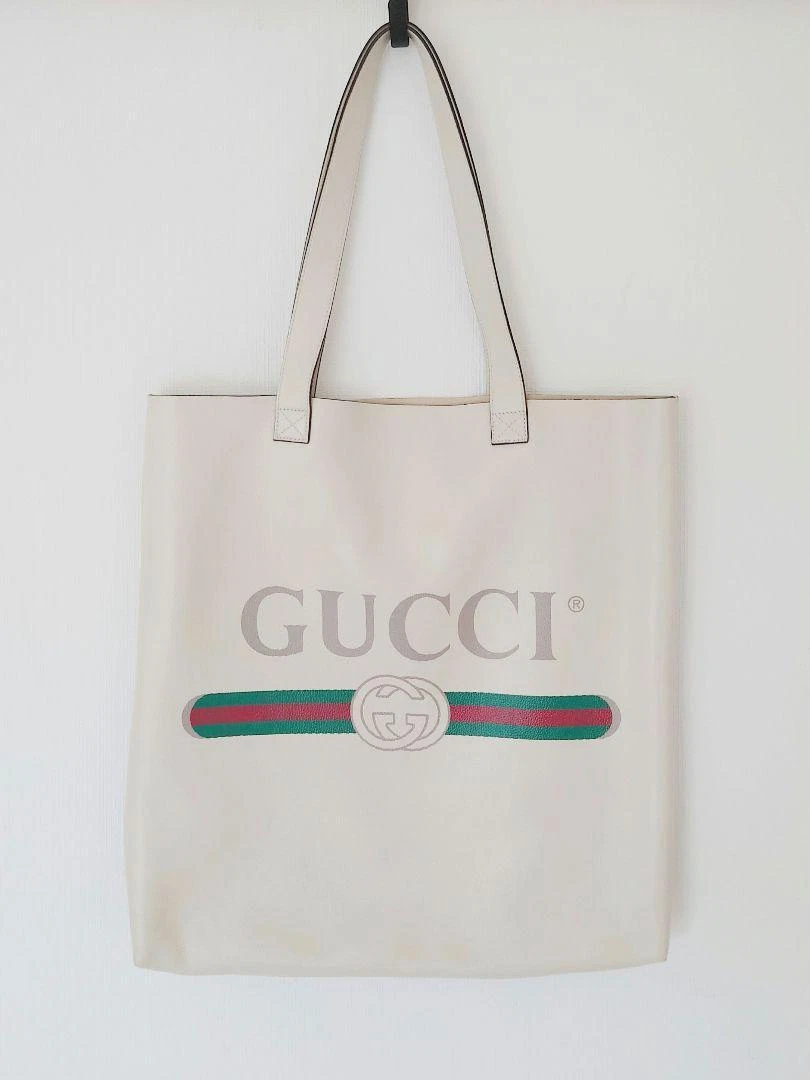 BNWT Gucci Tote Bag White Leather 572768 Vintage Logo Print Women/Men  Unisex 