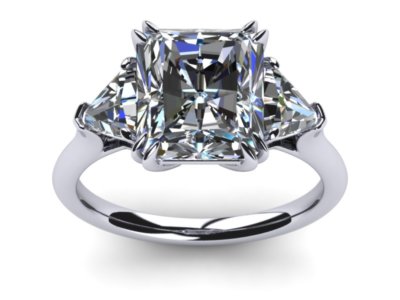 3ct Simulated Diamond Trillion Accent Engagement Ring White Gold Plated