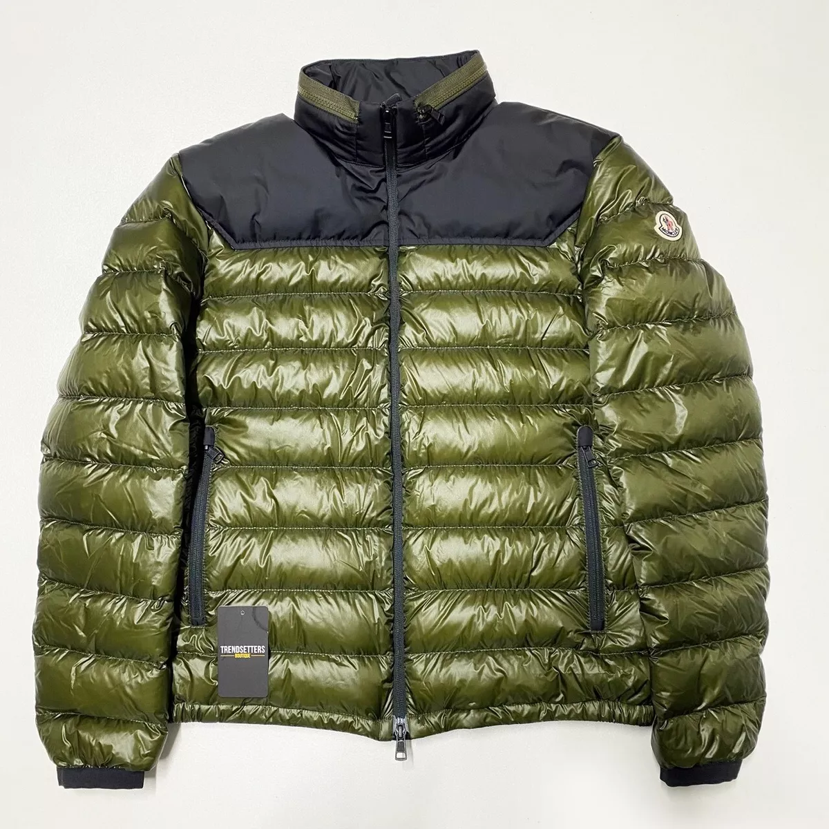 100 AUTHENTIC MONCLER SILVERE SIZE 3 M L LARGE DOWN PUFFER JACKET BLACK GREEN