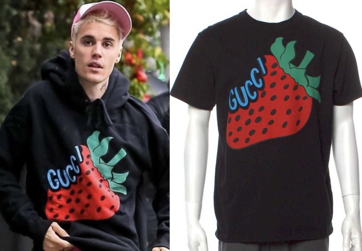Gucci 2019 2020 Justin Strawberry Logo Black T-shirt 36 38 2 Gucci 2019 2020 Justin Strawberry Logo Black T-shirt 36 38 2