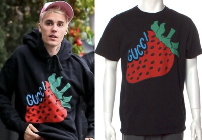 Gucci 2019 2020 Justin Strawberry Logo Black T-shirt 36 38 2 Gucci 2019 2020 Justin Strawberry Logo Black T-shirt 36 38 2