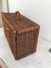 wicker picnic basket 20" vintage woven rattan suitcase style lid handmade — photo 4