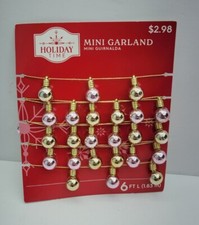Holiday Time Mini Shiny Lightbulb Garland Pink Gold 6ft Metallic Shimmer Plastic