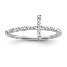 10K White Gold Round Lab Grown Diamond Cross Ring Gift For Women