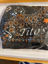 Tito's Vodka Bandanna Black Orange White Cotton Made in USA New Collectible