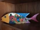 VTG Big Carved Wood Fish Painted and Signed by Mexican Artisan. — photo 2