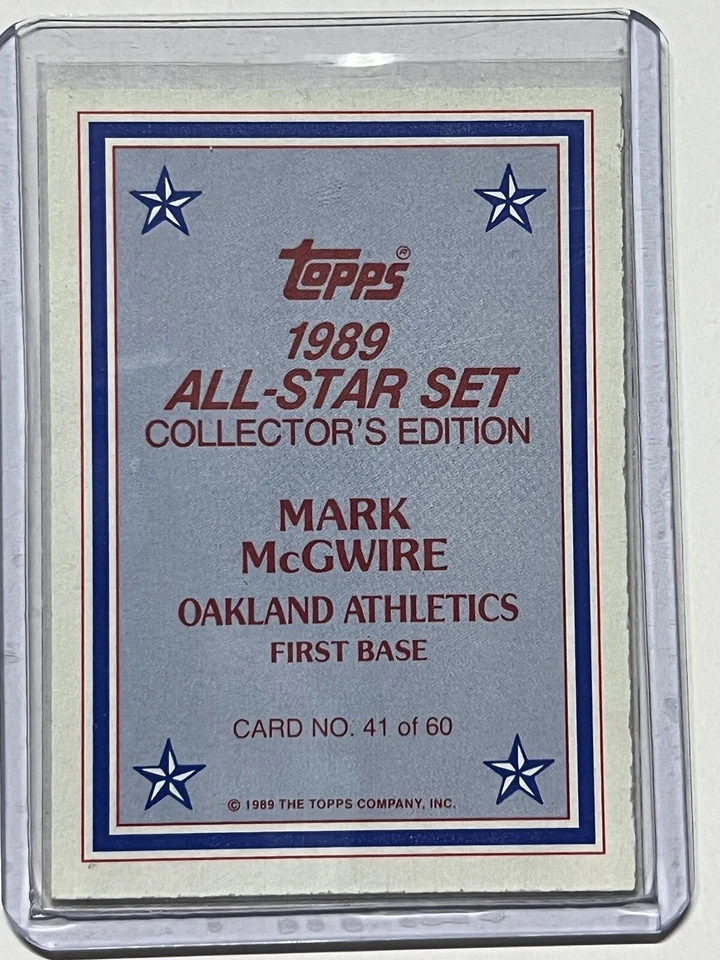 1989 Topps all star collectors edition #41 Mark McGwire Oakland A’s - Image 2 of 2