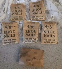 Vintage Antique Cobbler's Nails USA ~ 5 Bags 4/8" Shoe Nails & 1 Bag Longer