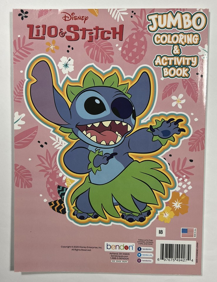 Bendon Disney Lilo & Stitch Jumbo Coloring Activity Book Tear Share 80 ...
