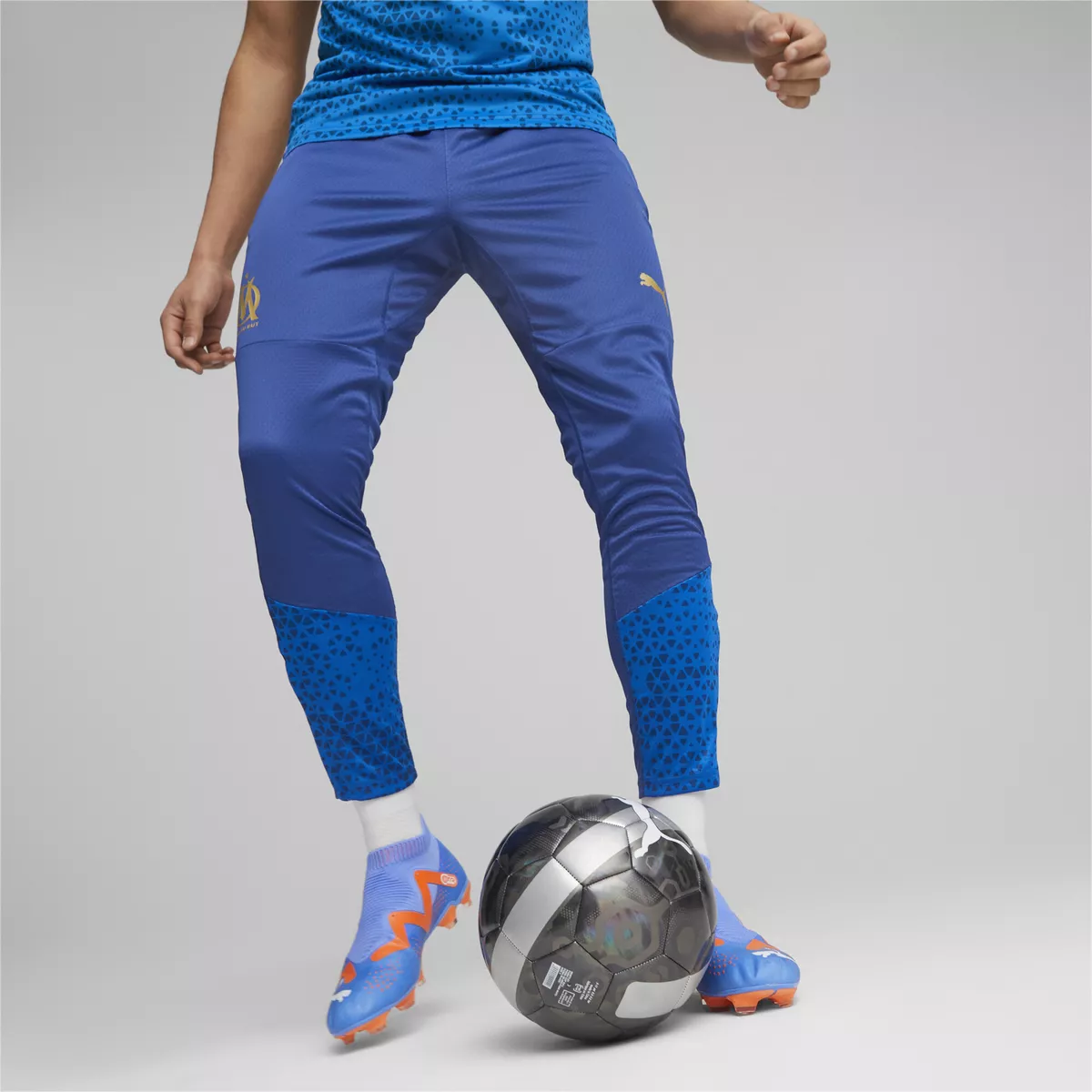 PUMA Olympique de Marseille Football Training Pants Bottoms Slim Fit Mens