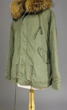 Mr and Mrs Furs Made in Italy 100% Racoon Fur Green Parka Coat Women’s Size S