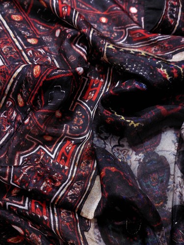 Vintage Indian Printed Satin Silk Dupatta Ethnic Scarf,Boho Wrap | Lightweight - Picture 11 of 11