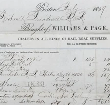 1859 Boston & Providence Railroad Purchase Receipt Billhead RR Supplies Spikes