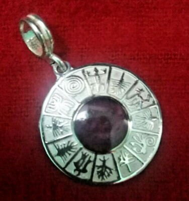 Nazca Lines Horoscope pendant in Silver 950 with Natural Stone