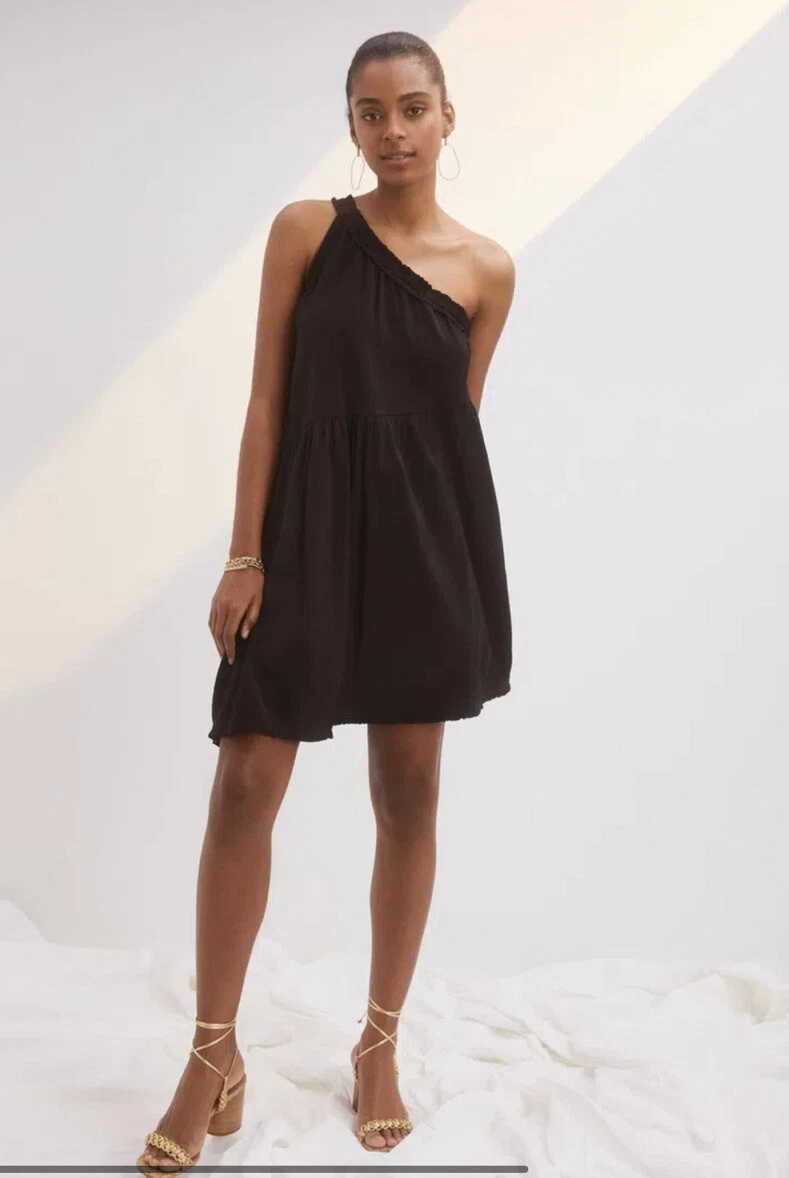 Asymmetrical black mini best sale dress