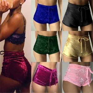 velvet drawstring shorts