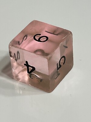 Vtg Gamescience d6 pink gem w/ fresh black rpg ad&d dice 120723@